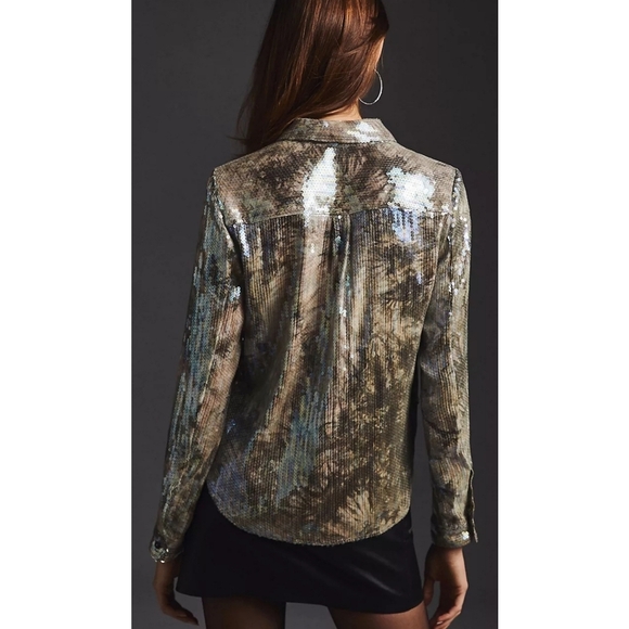 33. Anthropologie Pilcro Shrunken Sequin Blouse - Picture 4 of 9